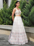 Off-White printed Georgette flared lehenga choli - women's fashion mart