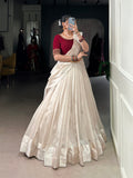 Maroon Color Viscose Border Poly Tasar Lehenga Choli