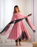 ONION PINK HEAVY PURE SOFT FOX GEORGETTE COLOURFULL PADDING ANARKALI SUIT - women's fashion mart