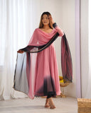 ONION PINK HEAVY PURE SOFT FOX GEORGETTE COLOURFULL PADDING ANARKALI SUIT - women's fashion mart