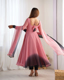 ONION PINK HEAVY PURE SOFT FOX GEORGETTE COLOURFULL PADDING ANARKALI SUIT - women's fashion mart