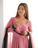 ONION PINK HEAVY PURE SOFT FOX GEORGETTE COLOURFULL PADDING ANARKALI SUIT - women's fashion mart