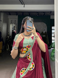 Dark See Green Color Sequins And Thread Embroidery Work Lace Border Silk Crepe Chaniya Choli