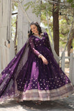 Outstanding Faux Georgette Rich Sequins Worked Gown -Gowns Maroon / M women's fashion mart