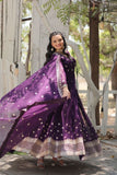 Outstanding Faux Georgette Rich Sequins Worked Gown -Gowns Maroon / M women's fashion mart