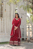Outstanding Faux Georgette Rich Sequins Worked Gown -Gowns Maroon / M women's fashion mart