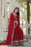 Outstanding Faux Georgette Rich Sequins Worked Gown -Gowns Maroon / M women's fashion mart