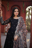 Outstanding Faux Georgette Zari Sequins Worked Gown -Gowns Black / S women's fashion mart