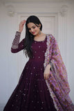 Outstanding Faux Georgette Zari Sequins Worked Gown -Gowns Black / S women's fashion mart