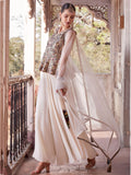 Outstanding Off-White Georgette Designer Peplum Top With Palazzo - women's fashion mart