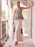 Outstanding Off-White Georgette Designer Peplum Top With Palazzo - women's fashion mart
