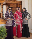 Outstanding Viscous Jacquard Sequins Embroidered Top Sharara Suit -Salwar Kameez Black / M women's fashion mart