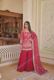 Outstanding Viscous Jacquard Sequins Embroidered Top Sharara Suit -Salwar Kameez Black / M women's fashion mart