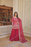 Outstanding Viscous Jacquard Sequins Embroidered Top Sharara Suit -Salwar Kameez Rani Pink / M women's fashion mart