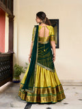 Parrot Color Weaving Work With Paithani Concept Cotton Silk Lehenga Choli - women's fashion mart