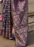 Fantastic Purple Handloom Organza Parsi Weaving saree - women's fashion mart