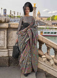 Graceful Grey Handloom Organza Parsi Weaving saree - women's fashion mart