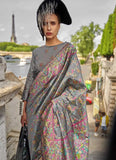 Graceful Grey Handloom Organza Parsi Weaving saree - women's fashion mart