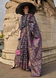 Fantastic Purple Handloom Organza Parsi Weaving saree - women's fashion mart