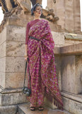 Stunning Dark Pink Handloom Organza Parsi Weaving saree - women's fashion mart