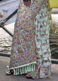 Exquisite Aqua Blue Handloom Organza Parsi Weaving saree - women's fashion mart
