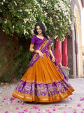 Mustard Color Patola Printed Tussar Silk Lehenga Choli