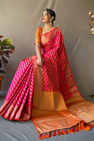 Hot Pink Patola Saree -Patola Saree Default Title women's fashion mart