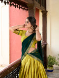 Parrot Color Weaving Work With Paithani Concept Cotton Silk Lehenga Choli - women's fashion mart