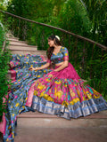 Pink Color Kalamkari Print With Zari Weaving Dola Silk South Indian Lehenga Choli - women's fashion mart