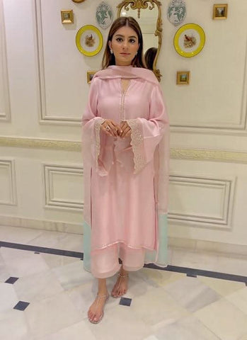 Peach Modal Silk Simple Palazzo Set -Salwar Kameez Semi Stitched women's fashion mart