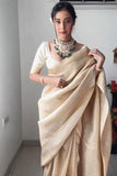 Beige Colour 1-Minute Ready To Wear Kanjivaram Silk Saree With Blouse Piece -Ready to Wear Saree Default Title women's fashion mart