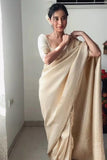 Beige Colour 1-Minute Ready To Wear Kanjivaram Silk Saree With Blouse Piece -Ready to Wear Saree Default Title women's fashion mart
