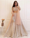 Cream atin silk padding lehnga with sequence work - INSPIRED | Ready To Wear  women's fashion mart