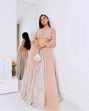 Cream atin silk padding lehnga with sequence work - INSPIRED | Ready To Wear  women's fashion mart