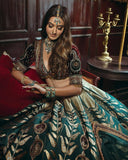 Green Mulmul silk lehnga with thread , zari , dori & sequins work - INSPIRED | Ready To Wear  women's fashion mart