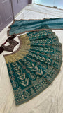 Green Mulmul silk lehnga with thread , zari , dori & sequins work - INSPIRED | Ready To Wear  women's fashion mart