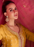 Majestic Mustard Embroidered Chinon Palazzo Suit - women's fashion mart