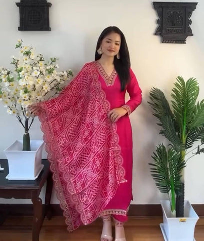 Precious Embroidery Sequence Work Pink Color Anarkali Suit  women's fashion mart