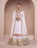 Flawless Off-White Chinon Embroidered Lehenga With Kurta - women's fashion mart
