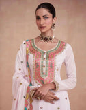 Flawless Off-White Chinon Embroidered Lehenga With Kurta - women's fashion mart