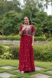 Designer Luxury Zari Sequined Embroidered Faux Blooming Gown - women's fashion mart
