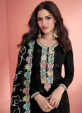 Designer Black Embroidered Silk Salwar Suit - women's fashion mart