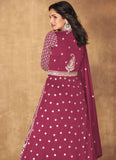 Impressive Dark Pink Vichitra Silk Embroidered Anarkali Suit - women's fashion mart