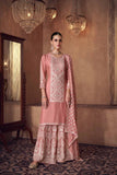 Brilliant Dusty Pink Chinon Embroidered Palazzo Suit - women's fashion mart