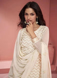 Outstanding Off-White Chinon Embroidered Sharara Suit - women's fashion mart