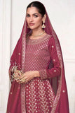Blazing Light Burgundy Vichitra Embroidered Salwar Kameez - women's fashion mart