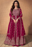 Iconic Faux Georgette Embroidered Anarkali Suits -Anarkali Suit Wine / M women's fashion mart