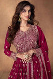 Iconic Faux Georgette Embroidered Anarkali Suits -Anarkali Suit Wine / M women's fashion mart
