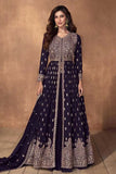 Iconic Faux Georgette Embroidered Anarkali Suits -Anarkali Suit Deep Purple / M women's fashion mart