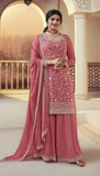 Formidable Dusty Pink Embroidered Palazzo Suit - women's fashion mart